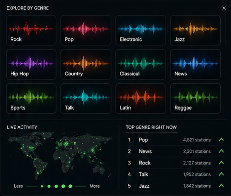 Radio genre explorer panel